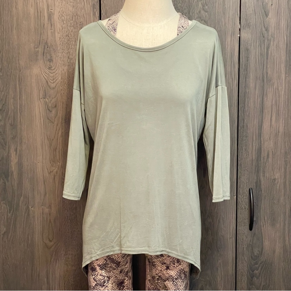 Sage Green High Low Open Back Sleeveless Blouse Womens Top